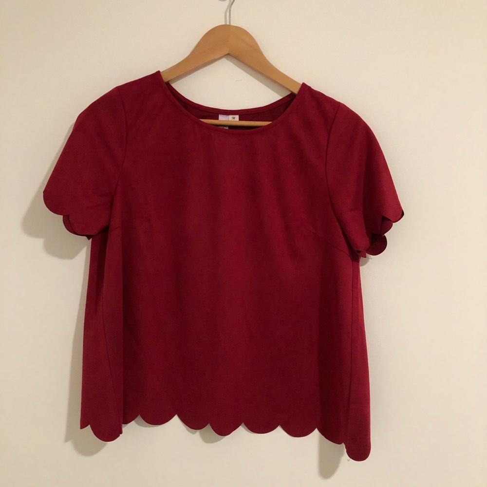 Francesca’s Red Scallop Crop Top